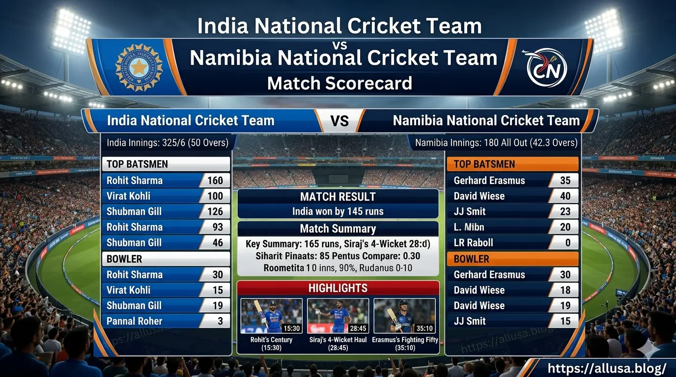 India National Cricket Team vs Namibia National Cricket Team Match Scorecard